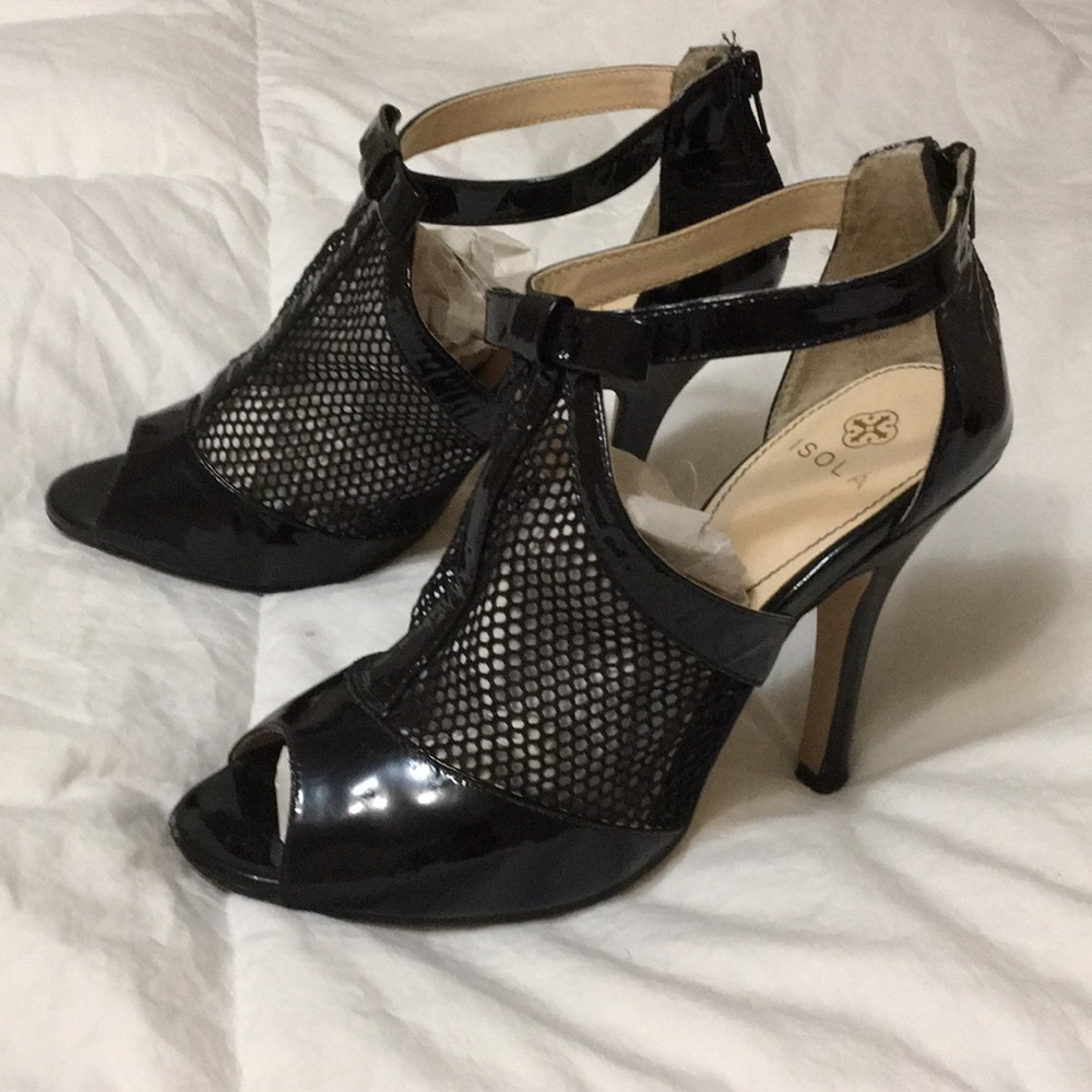 Black leather heels.